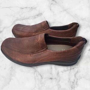 Men's Brown Leather Cruise On Slip-On Shoes 10 Narrow